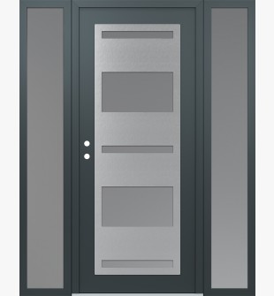 Diamond C10 60" x 80" anthracite/anthracite frosted Glass Panel stainless steel RHI with 2 Sidelites frosted Glass