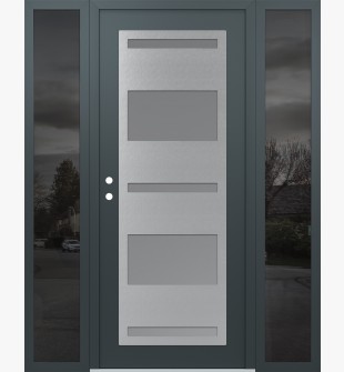 Diamond C10 60" x 80" anthracite/anthracite frosted Glass Panel stainless steel RHI with 2 Sidelites mirrored Glass