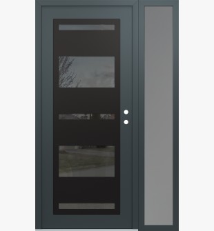 Diamond C10 52" x 80" anthracite/anthracite mirrored Glass Panel black LHI with Sidelite frosted Glass