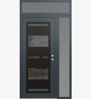 Diamond C10 52" x 96" anthracite/anthracite mirrored Glass Panel black LHI with Sidelite and Transom frosted Glass