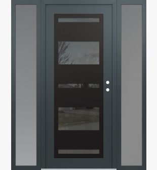 Diamond C10 60" x 80" anthracite/anthracite mirrored Glass Panel black LHI with 2 Sidelites frosted Glass