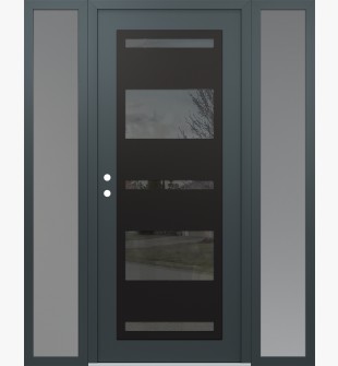 Diamond C10 68" x 80" anthracite/anthracite mirrored Glass Panel black RHI with 2 Sidelites frosted Glass