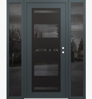 Diamond C10 68" x 80" anthracite/anthracite mirrored Glass Panel black LHI with 2 Sidelites mirrored Glass