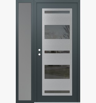 Diamond C10 48" x 80" anthracite/anthracite mirrored Glass Panel stainless steel RHI with Sidelite frosted Glass