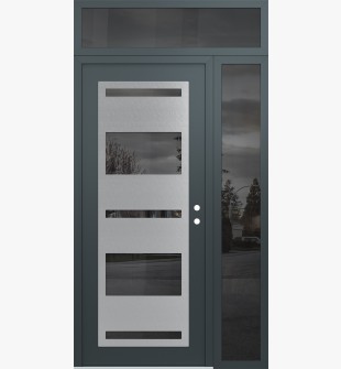 Diamond C10 52" x 96" anthracite/anthracite mirrored Glass Panel stainless steel LHI with Sidelite and Transom mirrored Glass