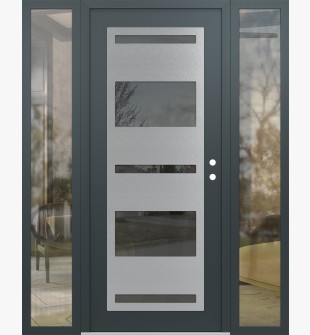 Diamond C10 60" x 80" anthracite/anthracite mirrored Glass Panel stainless steel LHI with 2 Sidelites clear Glass