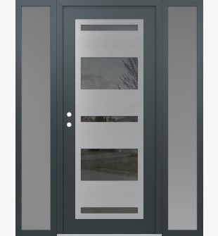Diamond C10 64" x 80" anthracite/anthracite mirrored Glass Panel stainless steel RHI with 2 Sidelites frosted Glass