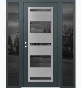 Diamond C10 60" x 80" anthracite/anthracite mirrored Glass Panel stainless steel RHI with 2 Sidelites mirrored Glass