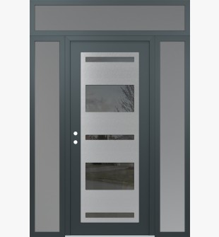 Diamond C10 60" x 96" anthracite/anthracite mirrored Glass Panel stainless steel RHI with 2 Sidelites and Transom frosted Glass