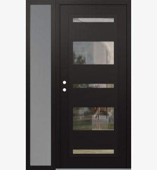 Diamond C10 52" x 80" black/black clear Glass Panel black RHI with Sidelite frosted Glass