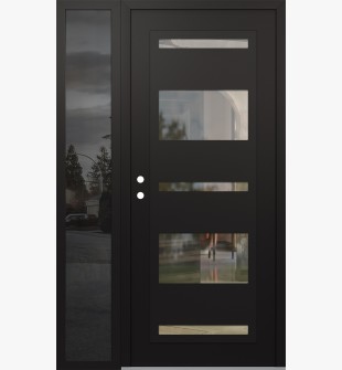 Diamond C10 50" x 80" black/black clear Glass Panel black RHI with Sidelite mirrored Glass
