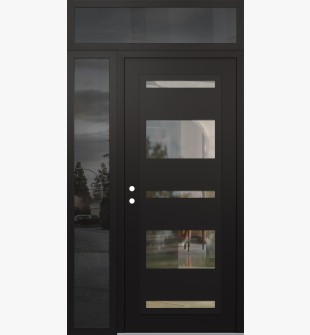 Diamond C10 50" x 96" black/black clear Glass Panel black RHI with Sidelite and Transom mirrored Glass
