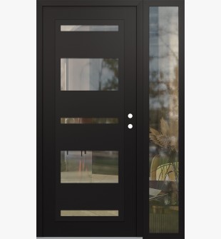 Diamond C10 48" x 80" black/black clear Glass Panel black LHI with Sidelite clear Glass