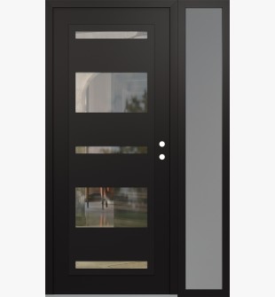 Diamond C10 52" x 80" black/black clear Glass Panel black LHI with Sidelite frosted Glass