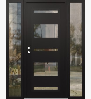 Diamond C10 60" x 80" black/black clear Glass Panel black RHI with 2 Sidelites clear Glass