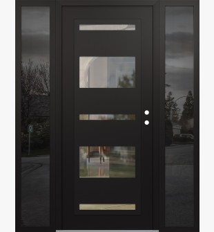 Diamond C10 60" x 80" black/black clear Glass Panel black LHI with 2 Sidelites mirrored Glass