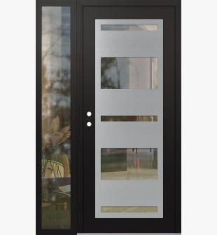 Diamond C10 52" x 80" black/black clear Glass Panel stainless steel RHI with Sidelite clear Glass