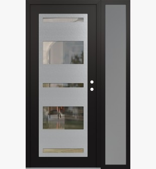 Diamond C10 48" x 80" black/black clear Glass Panel stainless steel LHI with Sidelite frosted Glass