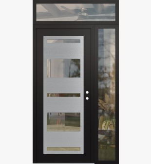 Diamond C10 48" x 96" black/black clear Glass Panel stainless steel LHI with Sidelite and Transom clear Glass