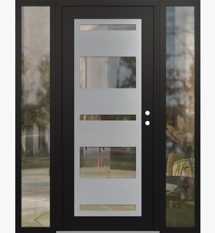 Diamond C10 64" x 80" black/black clear Glass Panel stainless steel LHI with 2 Sidelites clear Glass