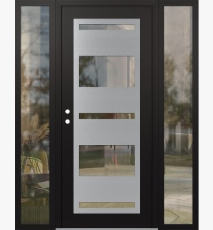 Diamond C10 60" x 80" black/black clear Glass Panel stainless steel RHI with 2 Sidelites clear Glass