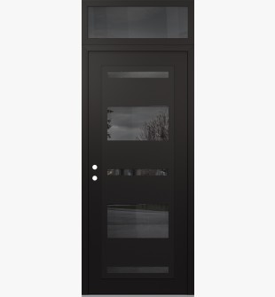 Diamond C10 36" x 96" black/black mirrored Glass Panel black RHI with Transom mirrored Glass