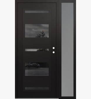 Diamond C10 48" x 80" black/black mirrored Glass Panel black LHI with Sidelite frosted Glass