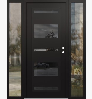 Diamond C10 68" x 80" black/black mirrored Glass Panel black LHI with 2 Sidelites clear Glass