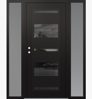 Diamond C10 60" x 80" black/black mirrored Glass Panel black RHI with 2 Sidelites frosted Glass