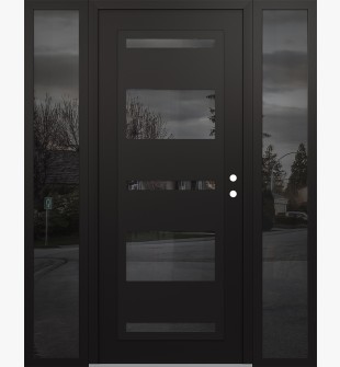 Diamond C10 64" x 80" black/black mirrored Glass Panel black LHI with 2 Sidelites mirrored Glass