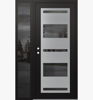 Diamond C10 52" x 80" black/black mirrored Glass Panel stainless steel RHI with Sidelite mirrored Glass