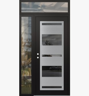 Diamond C10 50" x 96" black/black mirrored Glass Panel stainless steel RHI with Sidelite and Transom clear Glass