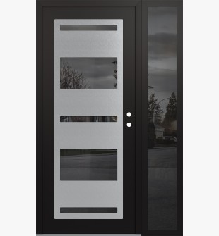 Diamond C10 50" x 80" black/black mirrored Glass Panel stainless steel LHI with Sidelite mirrored Glass