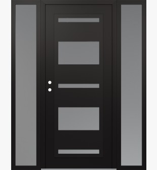 Diamond C10 68" x 80" black/white frosted Glass Panel black RHI with 2 Sidelites frosted Glass