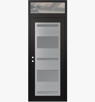 Diamond C10 36" x 96" black/white frosted Glass Panel stainless steel RHI with Transom clear Glass