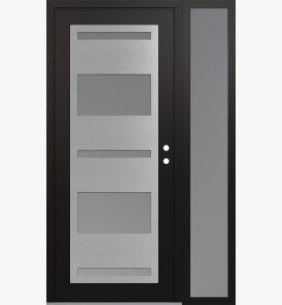 Diamond C10 52" x 80" black/white frosted Glass Panel stainless steel LHI with Sidelite frosted Glass