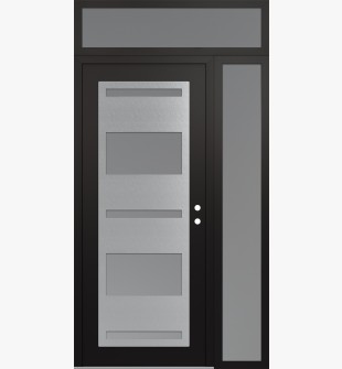 Diamond C10 48" x 96" black/white frosted Glass Panel stainless steel LHI with Sidelite and Transom frosted Glass