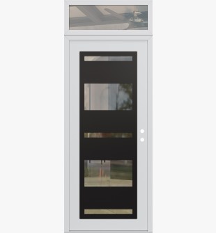 Diamond C10 36" x 96" white/white clear Glass Panel black LHI with Transom clear Glass