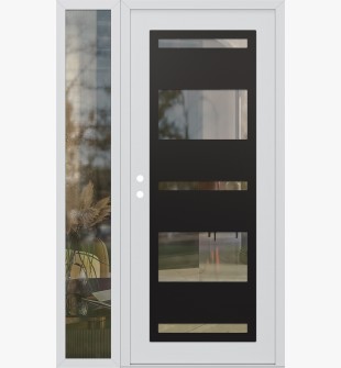 Diamond C10 48" x 80" white/white clear Glass Panel black RHI with Sidelite clear Glass