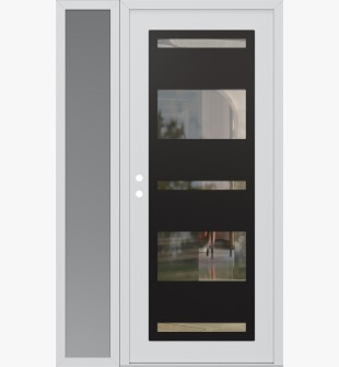 Diamond C10 48" x 80" white/white clear Glass Panel black RHI with Sidelite frosted Glass