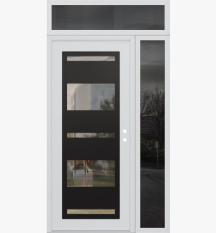 Diamond C10 48" x 96" white/white clear Glass Panel black LHI with Sidelite and Transom mirrored Glass