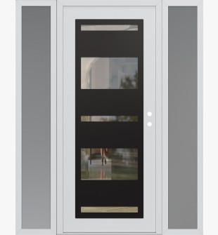 Diamond C10 68" x 80" white/white clear Glass Panel black LHI with 2 Sidelites frosted Glass