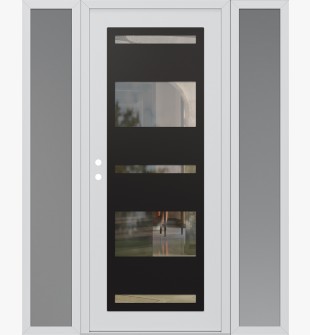 Diamond C10 68" x 80" white/white clear Glass Panel black RHI with 2 Sidelites frosted Glass