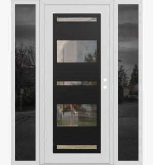 Diamond C10 60" x 80" white/white clear Glass Panel black LHI with 2 Sidelites mirrored Glass