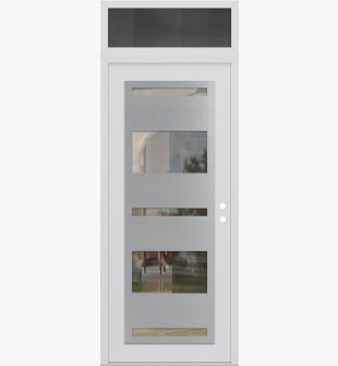 Diamond C10 36" x 96" white/white clear Glass Panel stainless steel LHI with Transom mirrored Glass