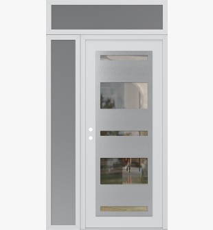 Diamond C10 48" x 96" white/white clear Glass Panel stainless steel RHI with Sidelite and Transom frosted Glass