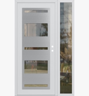 Diamond C10 48" x 80" white/white clear Glass Panel stainless steel LHI with Sidelite clear Glass