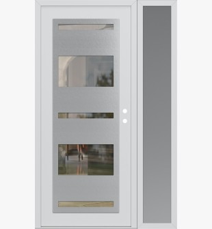 Diamond C10 50" x 80" white/white clear Glass Panel stainless steel LHI with Sidelite frosted Glass