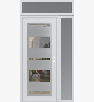 Diamond C10 52" x 96" white/white clear Glass Panel stainless steel LHI with Sidelite and Transom frosted Glass