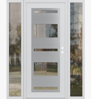 Diamond C10 60" x 80" white/white clear Glass Panel stainless steel LHI with 2 Sidelites clear Glass